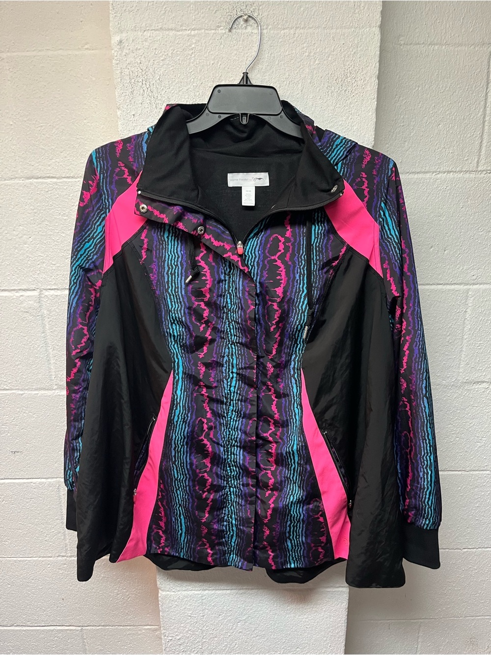 Sophie Theallet Black Jacket with Pink & Teal Wave Pattern- Livi Lane Bryant